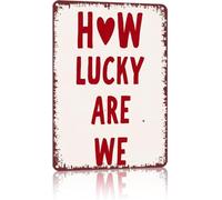 Retro Lucky Us Metal Sign Waterproof for Man Cave 8 X 12 in