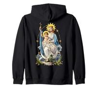 Retro Madre María y Bebé Jesús Arte Católico Vintage Sudadera con Capucha