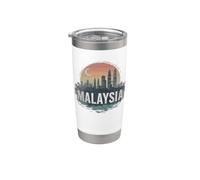 Retro Malasia Paisaje Vintage Souvenir Vaso térmico de acero inoxidable de doble pared