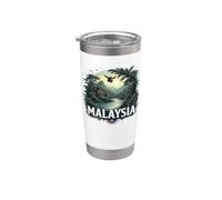 Retro Malasia Paisaje Vintage Souvenir Vaso térmico de acero inoxidable de doble pared