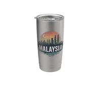 Retro Malasia Paisaje Vintage Souvenir Vaso térmico de acero inoxidable de doble pared