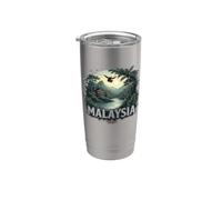 Retro Malasia Paisaje Vintage Souvenir Vaso térmico de acero inoxidable de doble pared