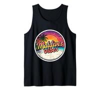 Retro Maldivas Vibes Beach Vintage Sunset Holiday Souvenir Camiseta sin Mangas