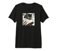 Retro Manga Cat Bite Feisty Feline Anime Gráfico Camiseta Premium