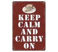 Retro Mantén La Calma Y Sigue Adelante Letrero De Metal Impermeable Cartel De Chapa Vintage Placa Metálica para Cocina Restaurante Cafetería 20X30Cm