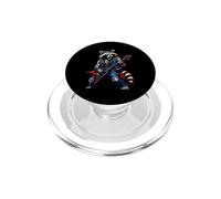 Retro Mapache Rocker Rock Música 80 90 Travieso Mapache PopSockets PopGrip para MagSafe