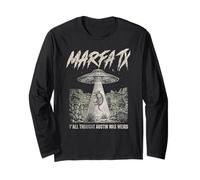 Retro Marfa TX OVNI Alien Yall pensó Que Austin era un Arte extraño Manga Larga