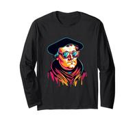 Retro Martin Luther Cool Gafas de Sol Graffiti Diseño tee Manga Larga