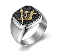 Retro masón símbolo Simple Encanto Titanio Acero Hombres Anillos masónico templario Punk Hip Hop para Hombre Motorista joyería Creatividad Regalo