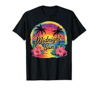 Retro Medianoche Sol Paraíso Atardecer Play Camiseta