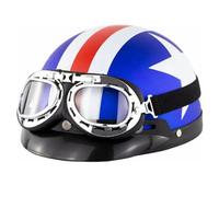 Retro Medio Casco De Motocicleta Cuero Casco Half-Helmet Protección Homologado ECEDOT Cascos Abiertos Moto Jet Vintage con Gafas para Hombres Mujeres Protección Multicapa F,56-61CM