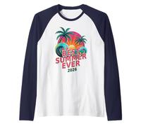 Retro Mejor Verano DE LA Historia 2026 Campamento de Vacaciones Viaje Surf Beach Camiseta Manga Raglan