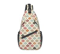 Retro Mermaid Plaid Scales Sling Bag, Casual Crossbody Bandolera Mochila Travel Chest Pack para Hombres Mujeres