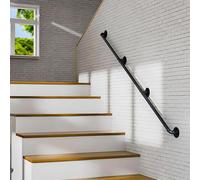 Retro Metal il - Juego completo con soportes de pared, barandilla de escalera industrial antideslizante para jardín, garaje, inodoro, porche interior y exterior (tamaño: 300 cm)