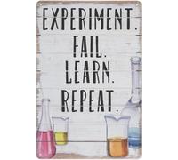 Retro Metal Sign Experiment Fail Learn Repeat Scientific Method Humor for Chemistry School Wall Decor 8 X 12 in
