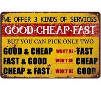 Retro Metal Sign Funny Service Menu 3 Choices Pick Only Two Home Bar Gift 8 X 12 in