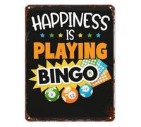Retro Metal Sign Happiness Is Playing Bingo Cute Quote Decor for Home Kitchen Yard Cafe Man Cave 8 X 12 in