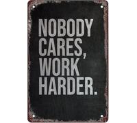Retro Metal Sign Nobody Cares Work Harder Vintage Tin Plaque For Home Cafe Office Wall-Art Funny Motivational Decor 8 X 12 in