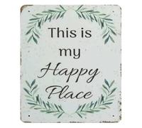 Retro Metal Sign This Is My Happy Place Relax Unwind Enjoy Life Wall Decor for Reading Nook Yoga Room Space 8 X 12 inch
