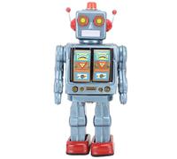 Retro Metal Tin Robot Toy | Walking & 360° Rotating with Sound Effects | Vintage Electric Robot for Adults/Youngsters/Collectors | Handmade Tinplate Sturdy Model (Blue)