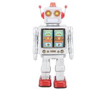 Retro Metal Tin Robot Toy | Walking & 360° Rotating with Sound Effects | Vintage Electric Robot for Adults/Youngsters/Collectors | Handmade Tinplate Sturdy Model (Silver)