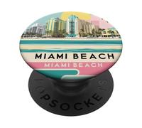 Retro Miami Beach Vibes con palmeras y Art Deco bajo el sol PopSockets PopGrip Adhesivo