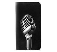 Retro Microphone Jazz Music Caso del Tirón Funda Carcasa Case para Samsung Galaxy J3 (2018), J3 Star, J3 V 3rd Gen, J3 Orbit, J3 Achieve, Express Prime 3, Amp Prime 3