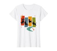 Retro Mid-Century Modern Dog 50's 60's Style Funny Dachshund Camiseta gráfica económica, Mujer, Blanco, L