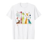 Retro Mid-Century Modern Dog 50's 60's Style Funny Dog Cute Camiseta gráfica económica, Hombre, Blanco, XL