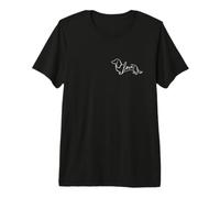 Retro Minimalist Line Art Long Haired Dachshund Pocket Love Camiseta Premium