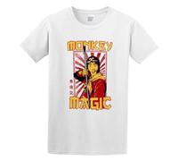 Retro Monkey Magic Chinese Fantasy TV Show 70's 80's Martial Art T-Shirt Graphic tee Printed Top Mens White Shirt XL