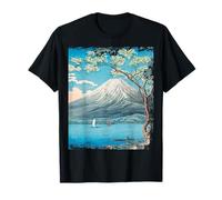 Retro Monte Fuji Lago Yamanaka Vintage Arte japonés Camiseta