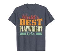 Retro Motif Worlds Best Playwright Camiseta, Hombre, Azul Jaspeado, L