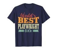 Retro Motif Worlds Best Playwright Camiseta, Hombre, Azul Marino, 5XL