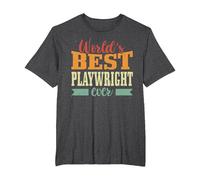 Retro Motif Worlds Best Playwright Camiseta, Hombre Tallas Grandes, Jaspeado Oscuro, 3X Alto