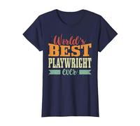 Retro Motif Worlds Best Playwright Camiseta, Mujer, Azul Marino, 3XL
