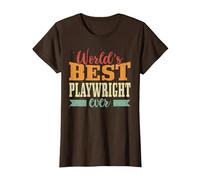 Retro Motif Worlds Best Playwright Camiseta, Mujer, Marrón, 3XL