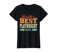 Retro Motif Worlds Best Playwright Camiseta, Mujer, Negro, S