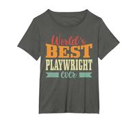 Retro Motif Worlds Best Playwright Camiseta, Mujer Tallas Grandes, Asfalto, 3XL Grande