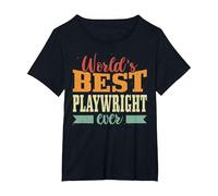 Retro Motif Worlds Best Playwright Camiseta, Mujer Tallas Grandes, Negro, 3XL Grande