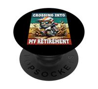 Retro Motocross Dad Gnome Crossing Into My Retirement PopSockets PopGrip Adhesivo