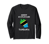 Retro Mount Kilimanjaro Tanzania Bandera de Tanzania Envejecida Manga Larga