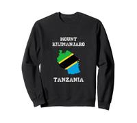 Retro Mount Kilimanjaro Tanzania Bandera de Tanzania Envejecida Sudadera