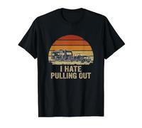 Retro Mountains I Hate Pull out Funny Camping Tent Camiseta gráfica económica, Hombre, Negro, L