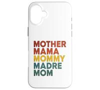 Retro Multilingual Mom Typography Bold Motherhood Statement Carcasa para iPhone 16 Plus