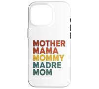 Retro Multilingual Mom Typography Bold Motherhood Statement Carcasa para iPhone 16 Pro