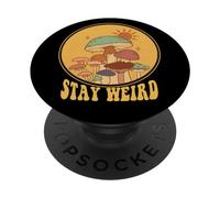 Retro Mushroom Motif For Autumn Lover Hippie Dad Stay Weird PopSockets PopGrip Adhesivo