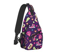 Retro Music Disco Party 80s 90s Style Sling Bag para Mujeres Hombres, Crossbody Shoulder Bags Casual Sling Backpack Chest Bag Travel Senderismo Mochila para Exteriores
