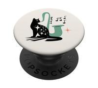 Retro Musical Cat Saxophone Midcentury Modern Mid Century PopSockets PopGrip Adhesivo