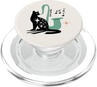 Retro Musical Cat Saxophone Midcentury Modern Mid Century PopSockets PopGrip para MagSafe